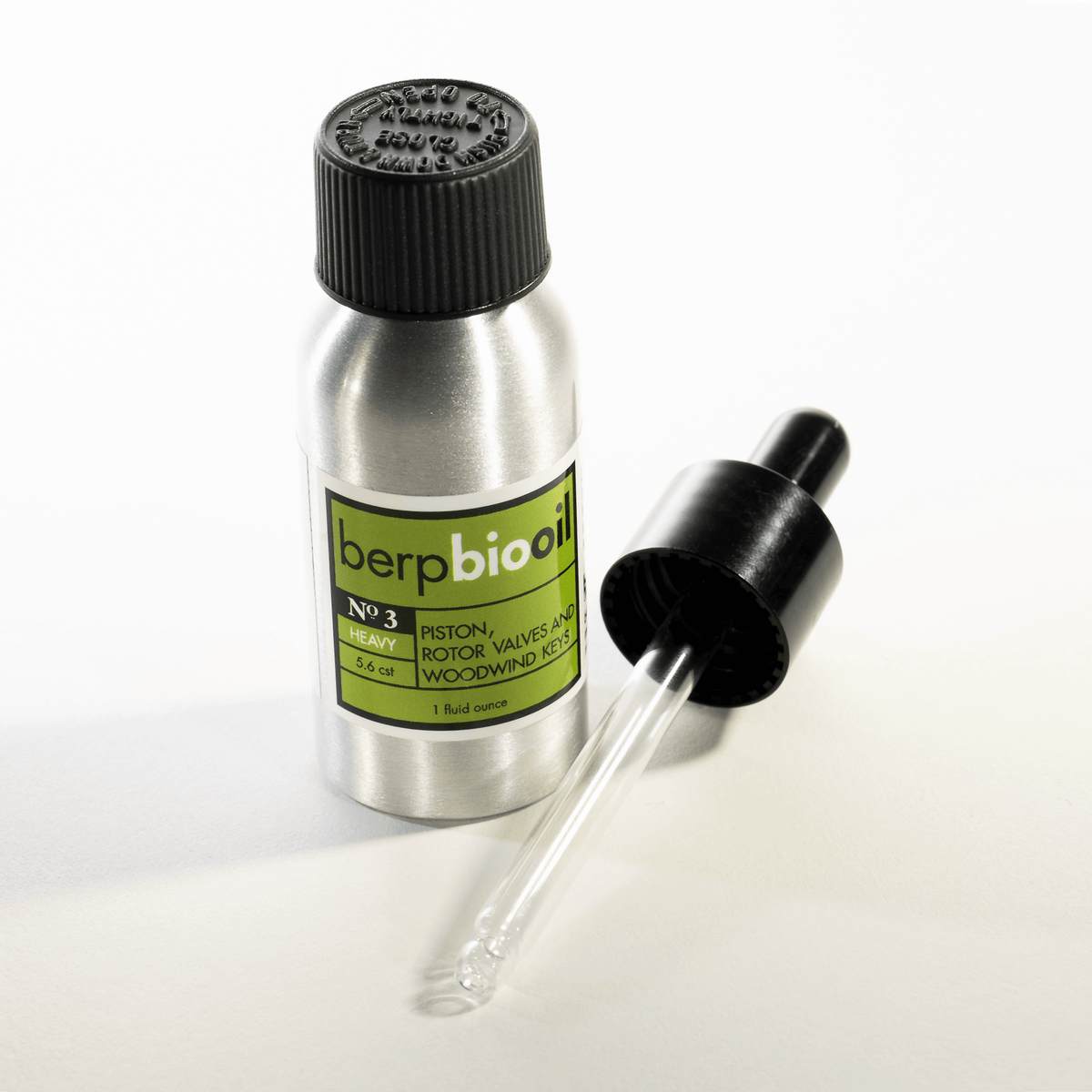 Bottle of berp biooil with a dropper on a white background